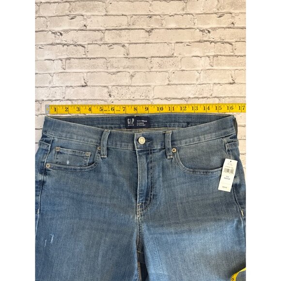 NWT Gap Denim Classic Straight Leg Jeans Regular Light Wash Distressed Look 12/3 - Picture 12 of 13